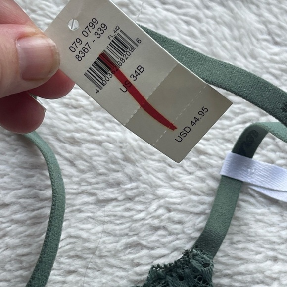 AERIE NWT REAL HAPPY WIRELESS LIGHTLY LINED GREEN LACE BRA - Picture 5 of 9